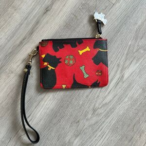 Dooney & Bourke Red And Black Scottie Dog Puppy Slim Wristlet YG111